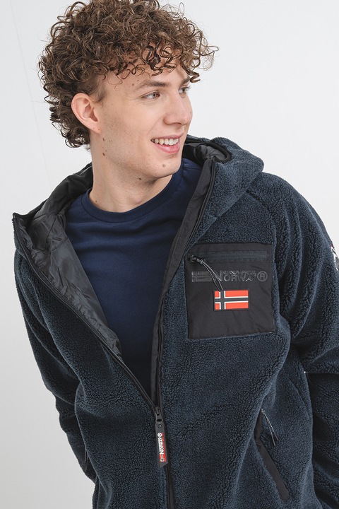 Geographical Norway, Hanorac de fleece cu buzunar pe piept Udaf, Bleumarin