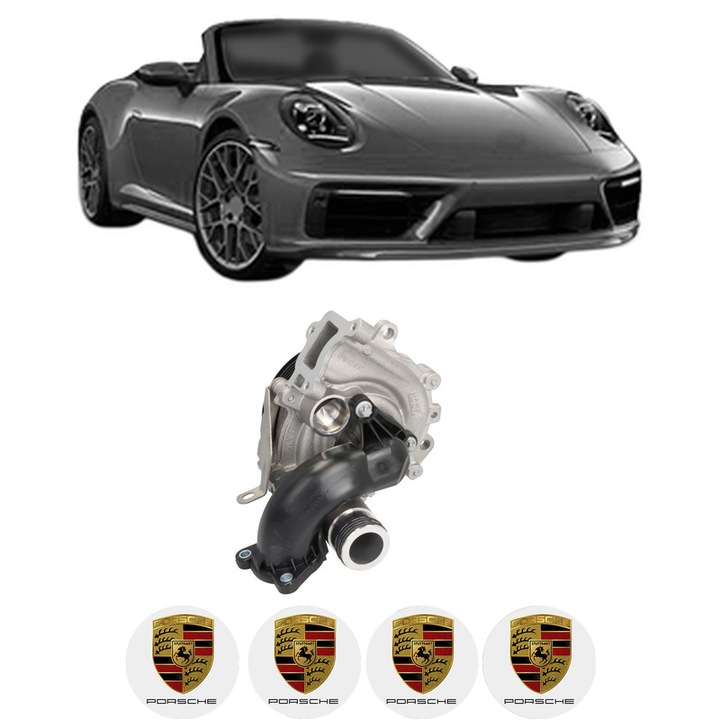 Pompa apa PORSCHE 911 Convertible (992) 3.0 Carrera S (992320) din 2019-2024 KW 331 CP 450 CMC 2981, Auto, HEPU, 4x Stikere auto cu PORSCHE