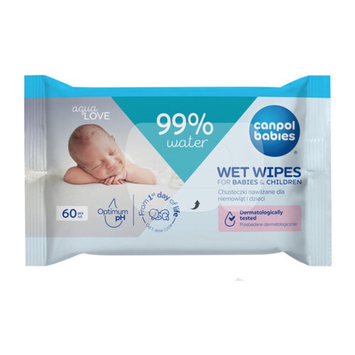 Bébiszivacsok babáknak és gyerekeknek, 99% víz, 60 db, 14/200 - 60 db