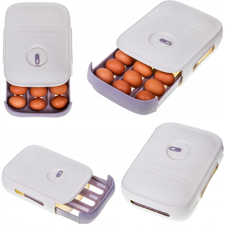 Organizer pentru oua BK, 20 oua, 30x22x7,5cm, material rezistent, cu datator