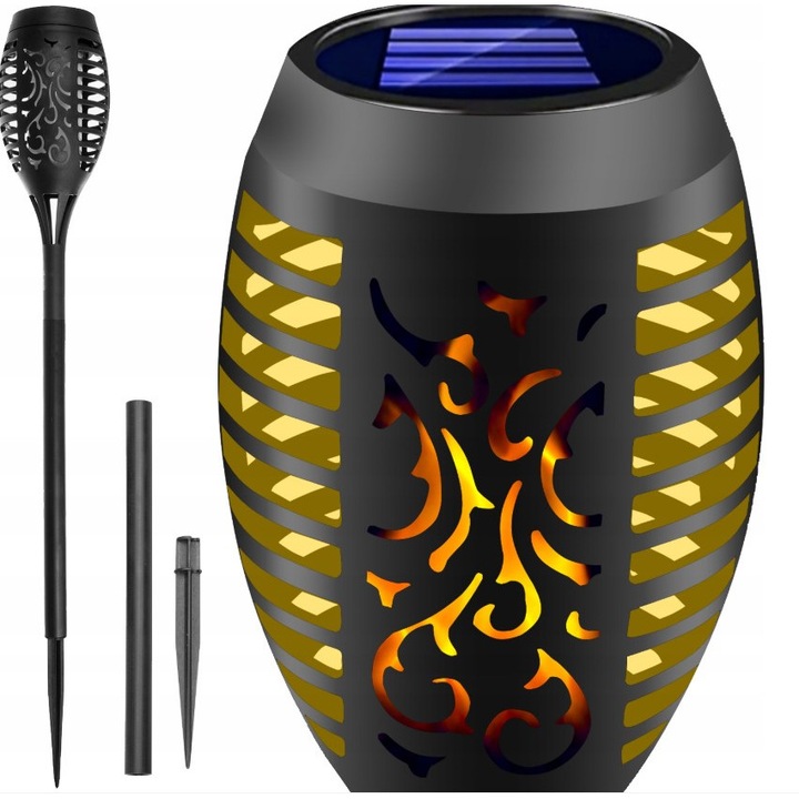 Lampa solara torta, Bajkowy Kuferek, efect flacara, neagra, 50x7,5cm, set 1 buc.