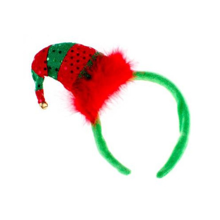 Caciulita Elf, rosu/verde, dimensiune universala