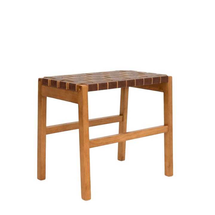 Taburet FUTURUM, 50x35x45 cm, lemn masiv, culoare maro, design minimalist