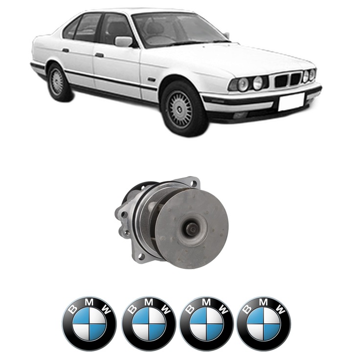 Pompa apa BMW Seria 5 (E34) 520 i 24V din 1990-1995 KW 110 CP 150 CMC 1990, Auto, HEPU, 4x Stikere auto cu BMW