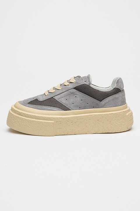 MM6 MAISON MARGIELA, Велурени спортни обувки с равна платформа, Светло сив/Тъмно лилаво