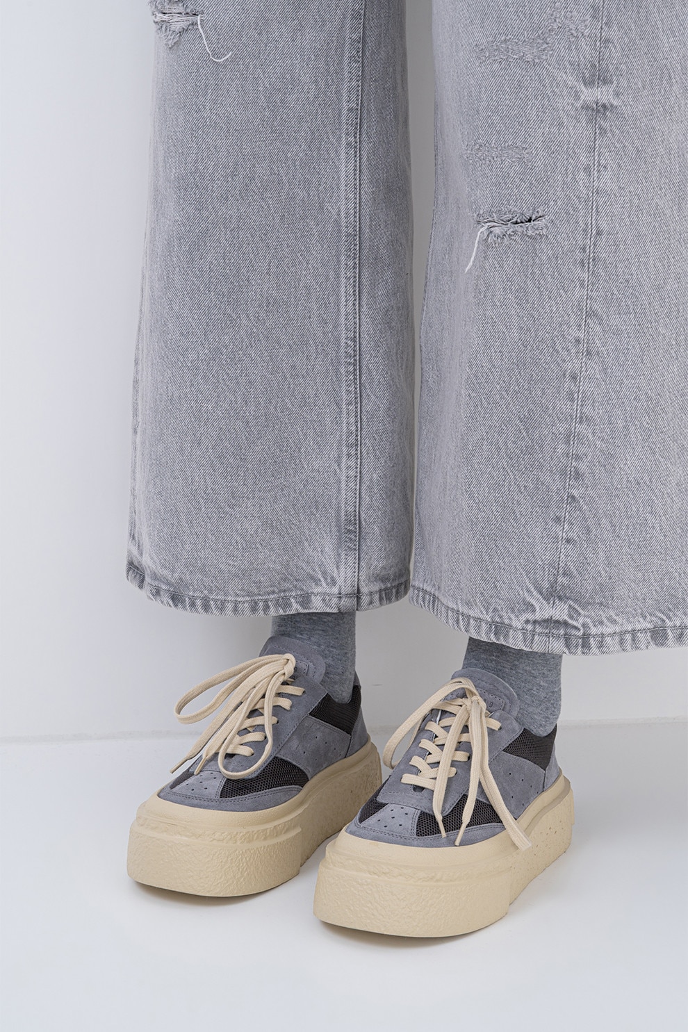 MM6 MAISON MARGIELA, Pantofi sport din piele intoarsa cu talpa