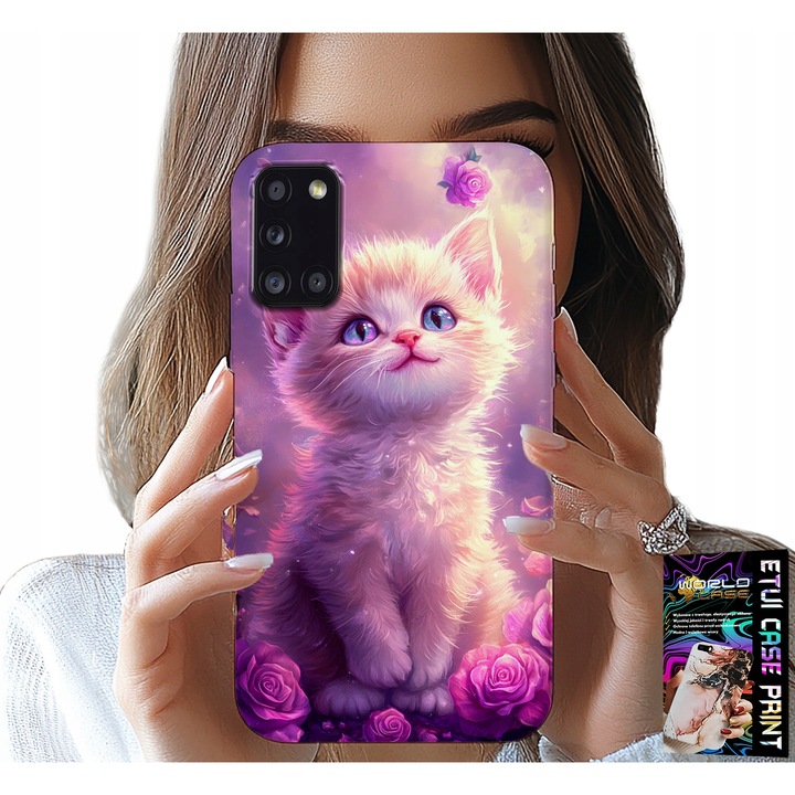Telefontok, World Case, Aranyos cica, szilikon, Samsung Galaxy A31