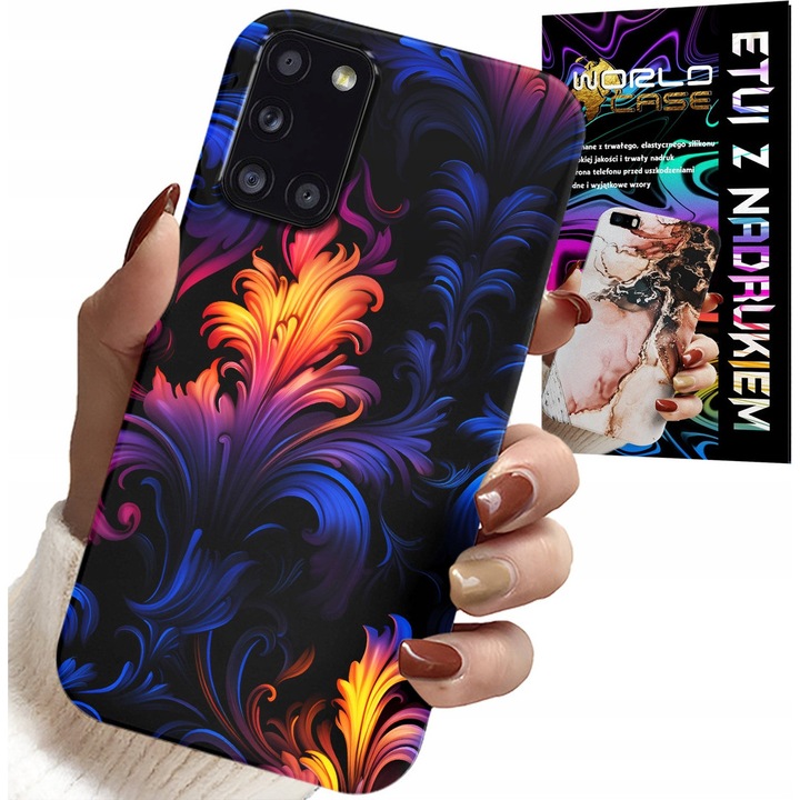 Husă pentru Samsung Galaxy A31, World Case, set colorat abstract + folie, silicon