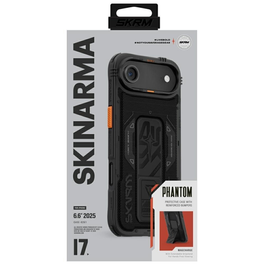 Husa telefon, PHANTOM, protectie avansata, suport integrat, neagra, pentru iPhone Air