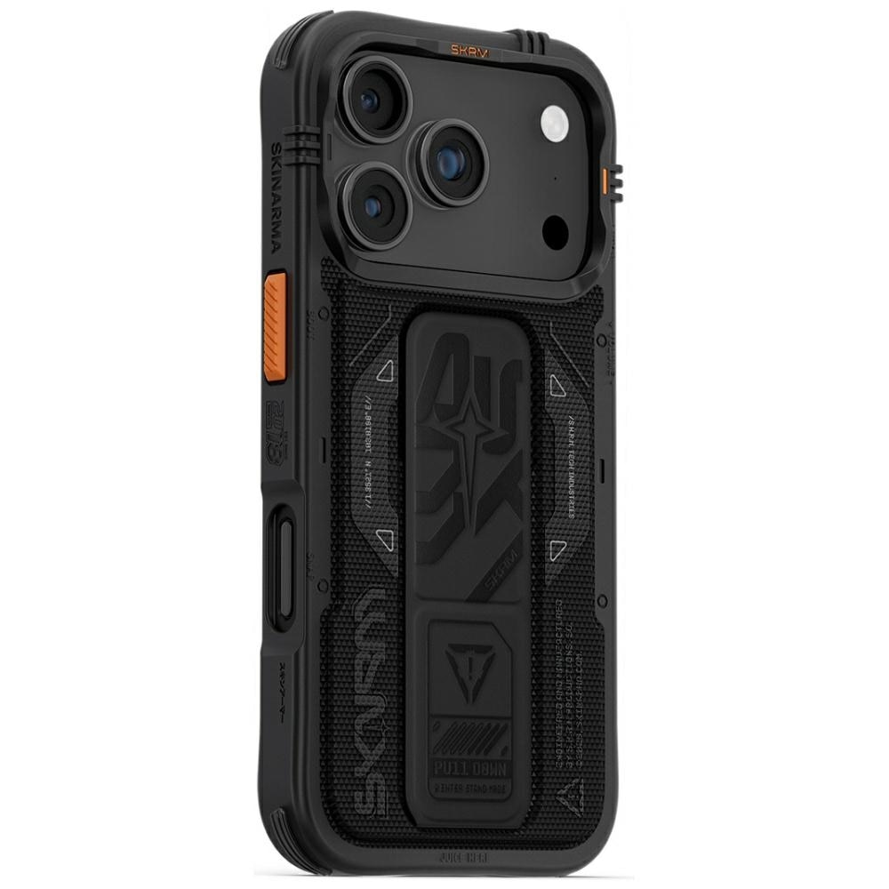Husa telefon, PHANTOM, protectie avansata, suport integrat, neagra, pentru iPhone 17 Pro