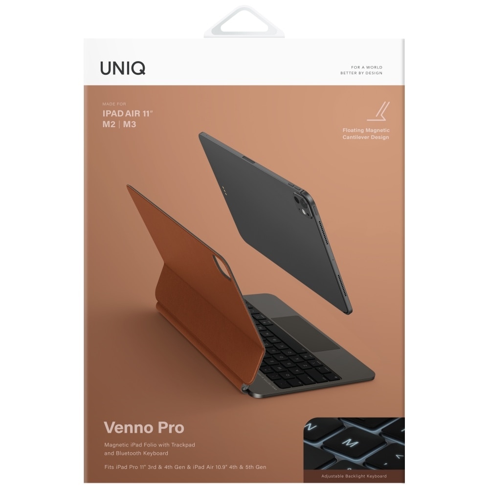 Husa Pro Magnetic Smart cu tastatura pentru iPad Air 11" si iPad Pro 11", caramel, 249x193x16mm