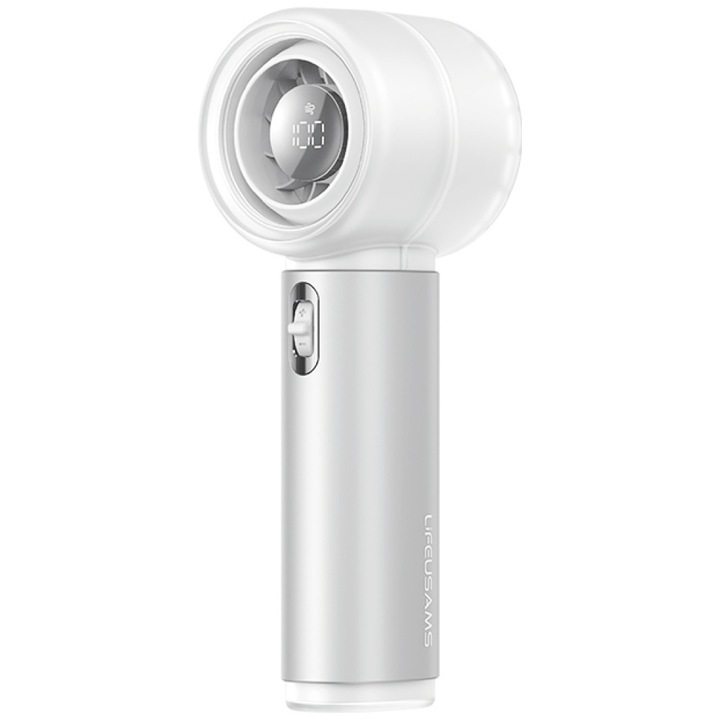 LIFEUSAMS LU03 hordozható személyi ventilátor, fehér, 4000 mAh akkumulátor, méretek 16,8x6,03x5,9cm