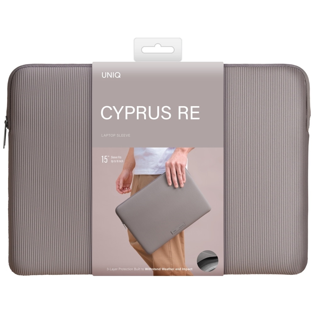 Geanta laptop UNIQ Cyprus Ridge Edition, neopren rezistent la apa, gri, 16"