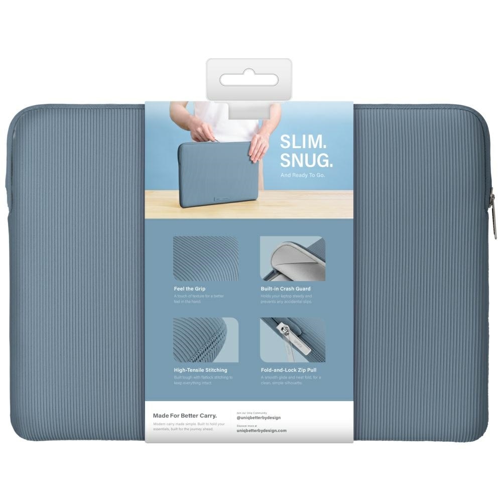 Geanta laptop UNIQ Cyprus Ridge Edition, neopren rezistent la apa, albastra, 16"