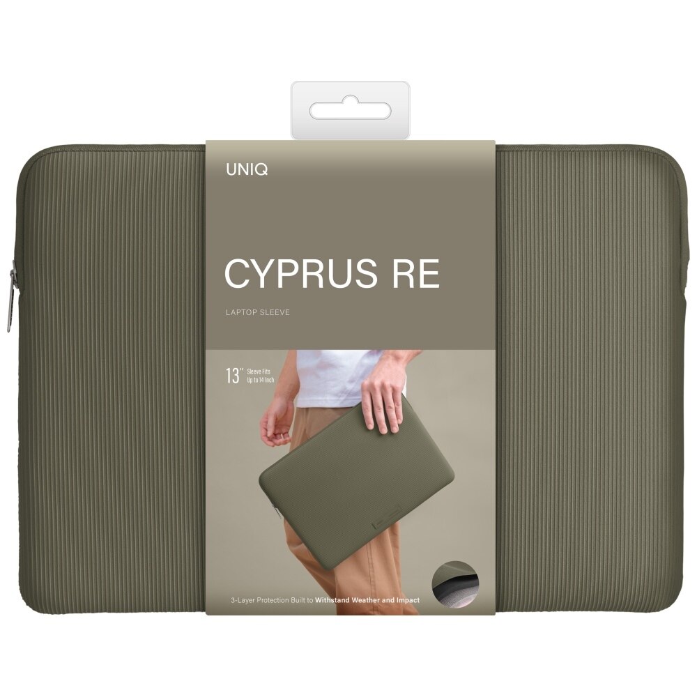 Torba laptop UNIQ Cyprus Ridge Edition, neopren rezistent la apa, verde, 14"