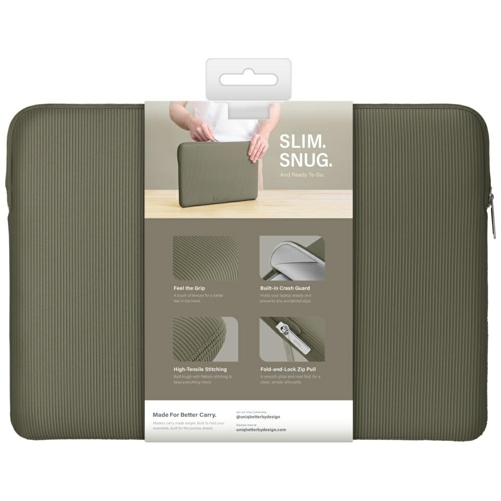 Torba laptop UNIQ Cyprus Ridge Edition, neopren rezistent la apa, verde, 14"