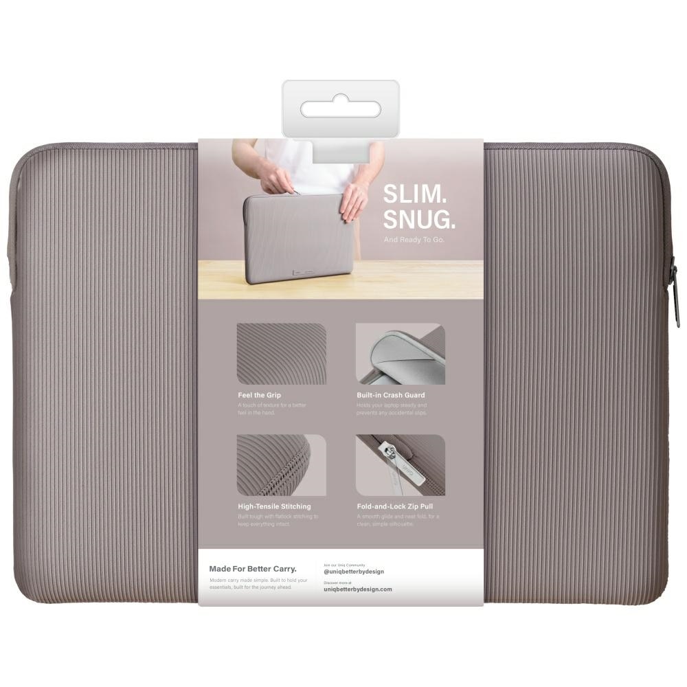 Torba laptop UNIQ Cyprus Ridge Edition, neopren rezistent la apa, gri, 14"