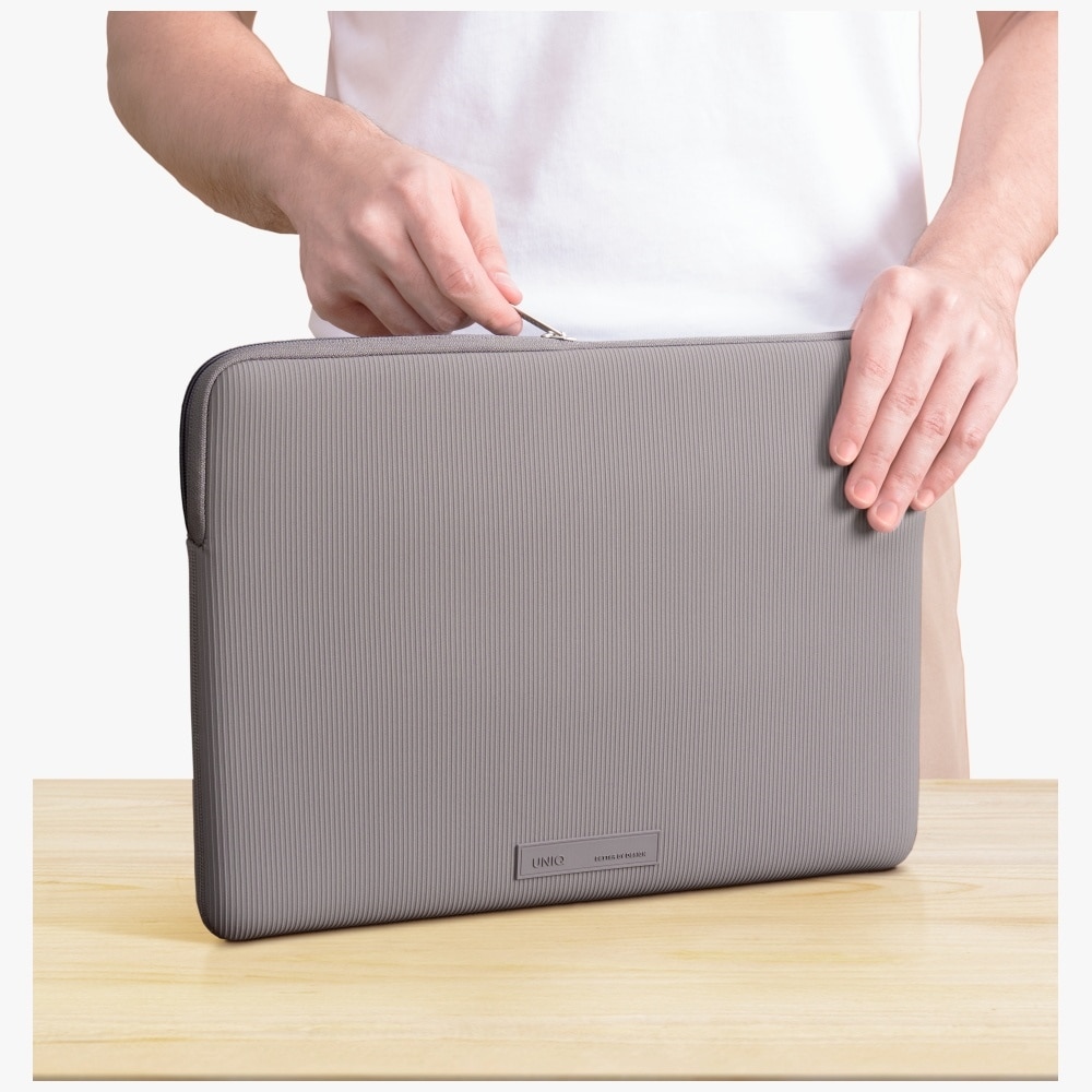 Geanta laptop UNIQ Cyprus Ridge Edition, neopren rezistent la apa, gri, 16"