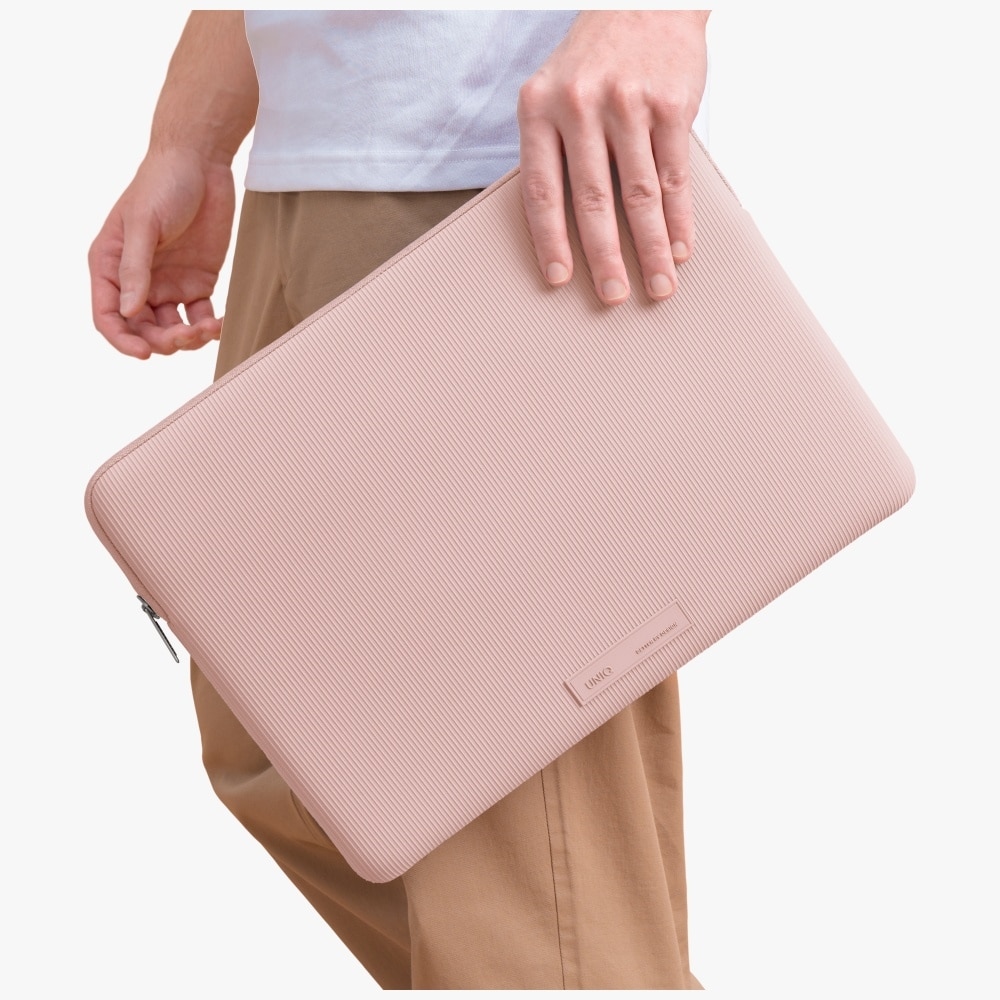 Torba laptop UNIQ Cyprus Ridge Edition, neopren rezistent la apa, roz, 14"