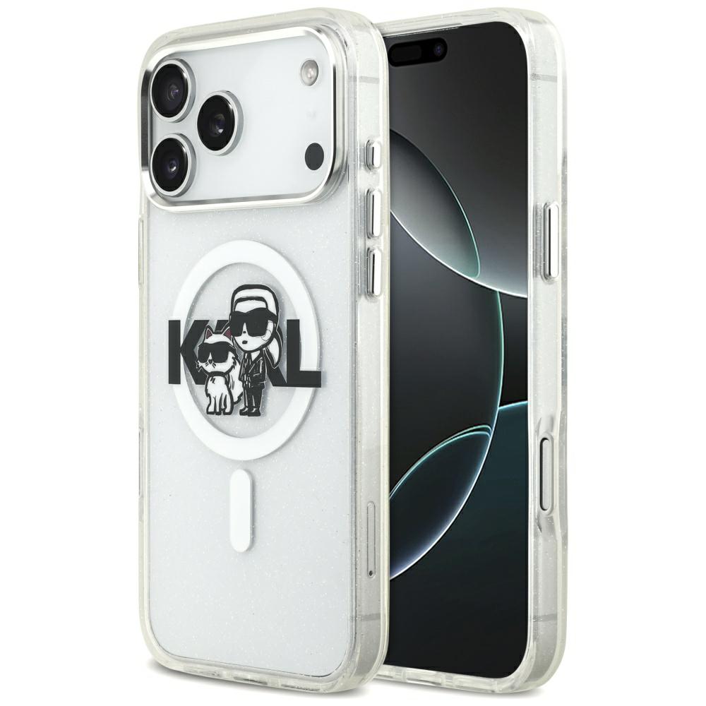 Carcasa transparenta Karl Lagerfeld IML Glitter Karl & Choupette
