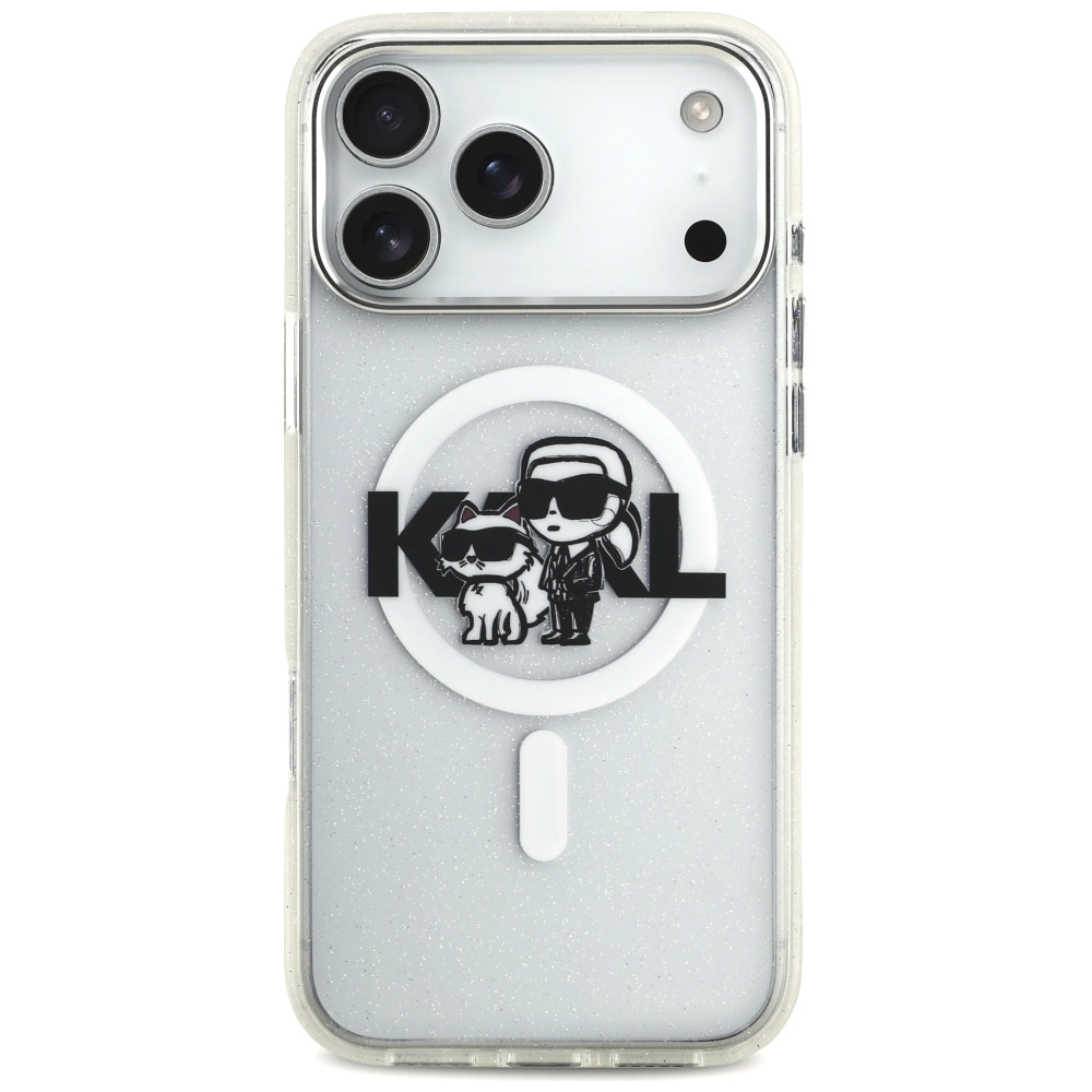 Carcasa transparenta Karl Lagerfeld IML Glitter Karl & Choupette