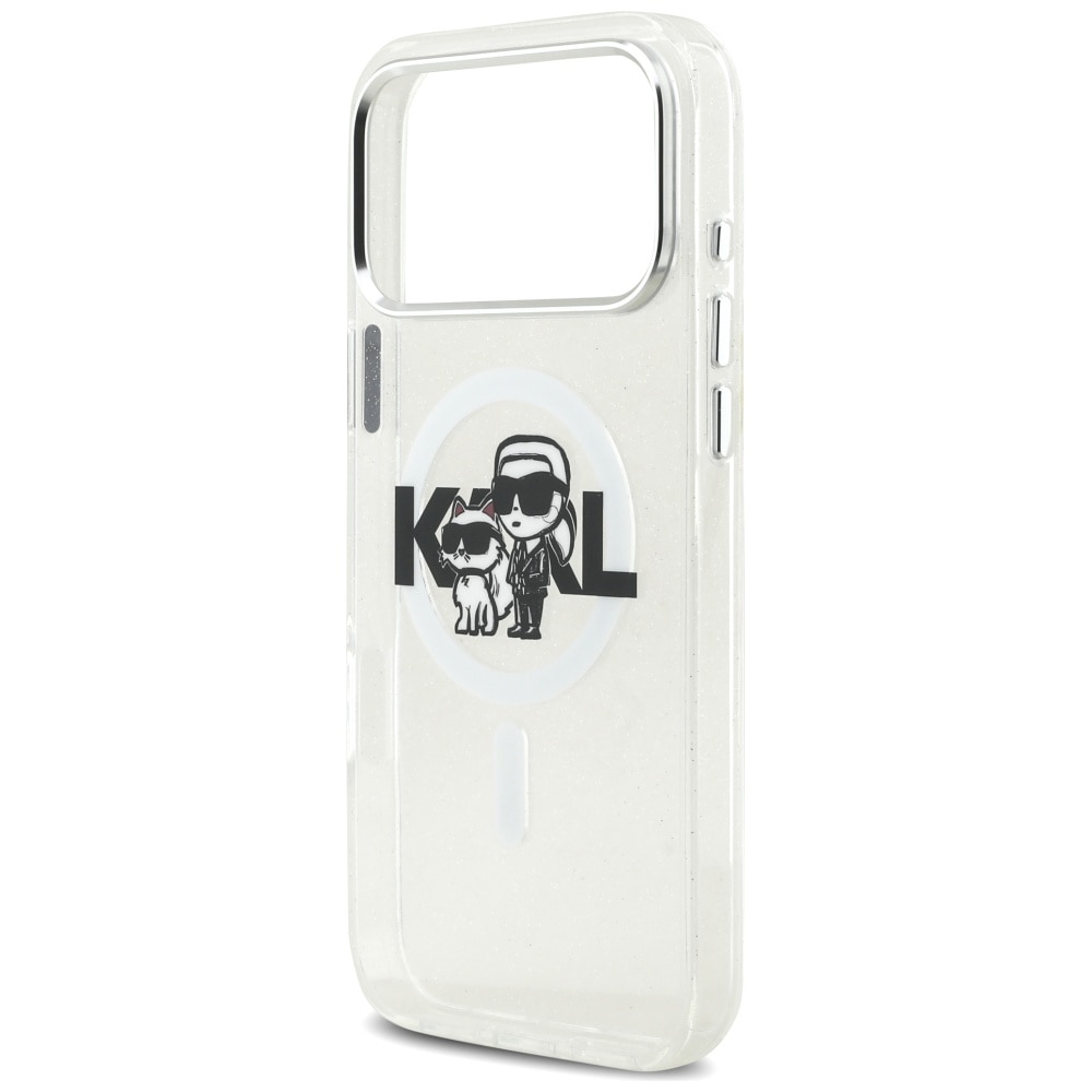 Carcasa transparenta Karl Lagerfeld IML Glitter Karl & Choupette