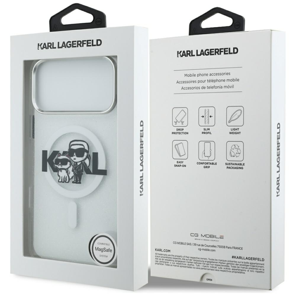 Carcasa transparenta Karl Lagerfeld IML Glitter Karl & Choupette