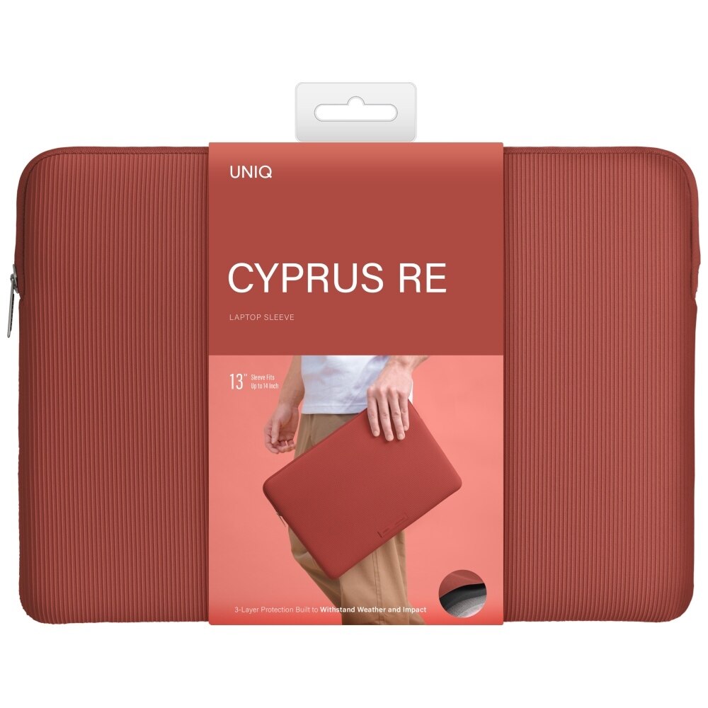 Torba laptop UNIQ Cyprus Ridge Edition, neopren rezistent la apa, rosie, 14"