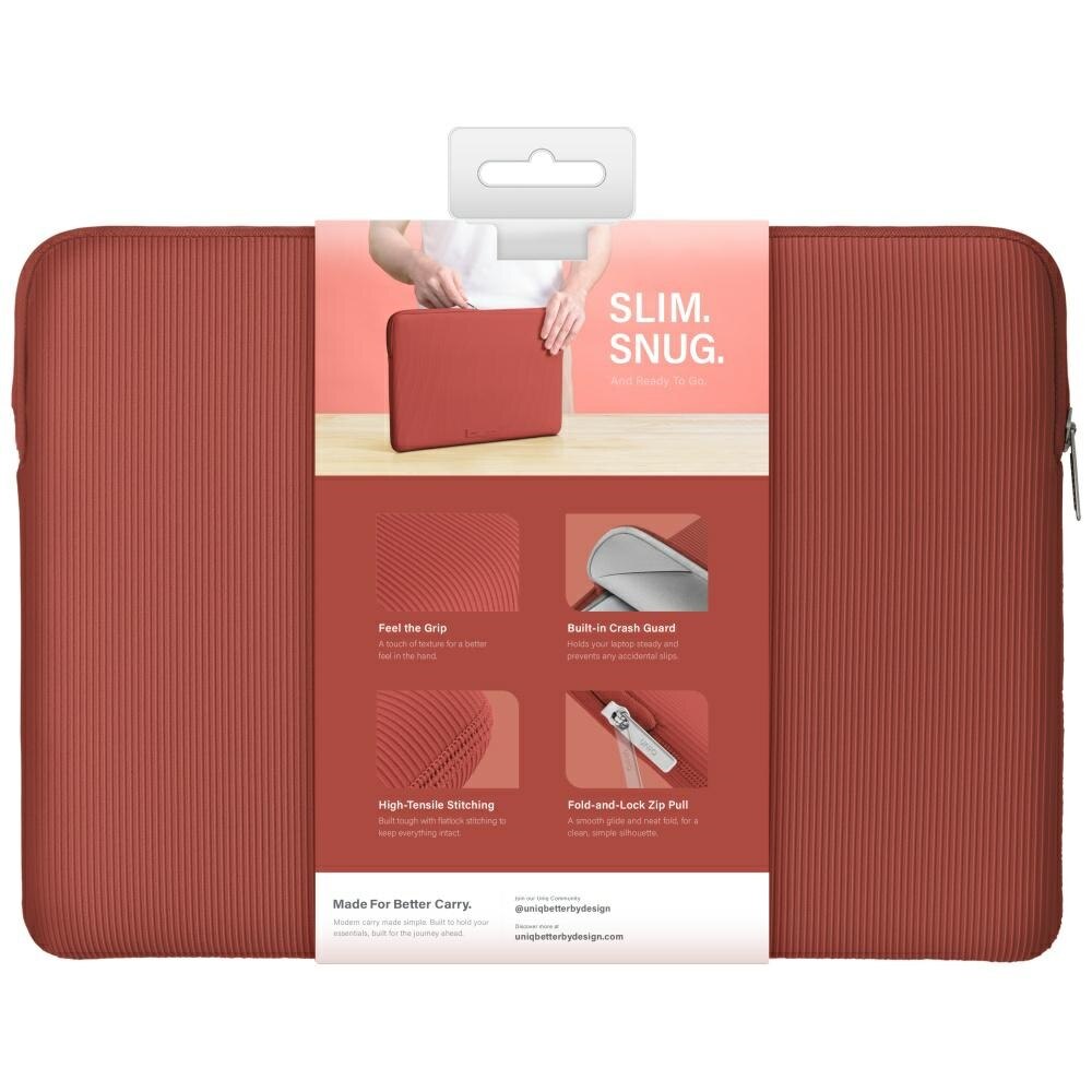 Torba laptop UNIQ Cyprus Ridge Edition, neopren rezistent la apa, rosie, 14"