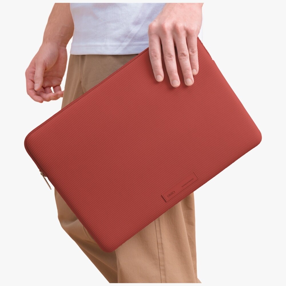 Torba laptop UNIQ Cyprus Ridge Edition, neopren rezistent la apa, rosie, 14"