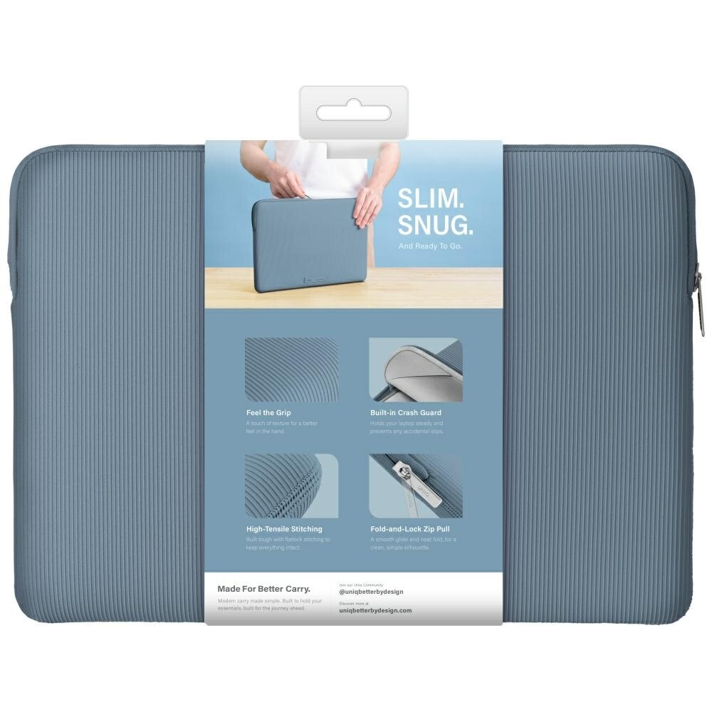 Geanta laptop UNIQ Cyprus Ridge Edition, neopren rezistent la apa, albastru, 14"
