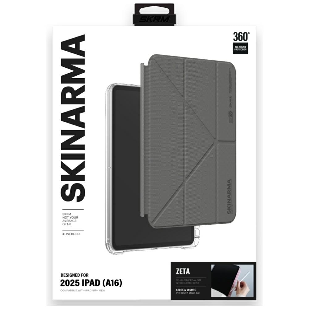 Husa iPad Skinarma Zeta, nylon, gri, 11" A16 (2025) / 10.9" 10 gen. (2022)