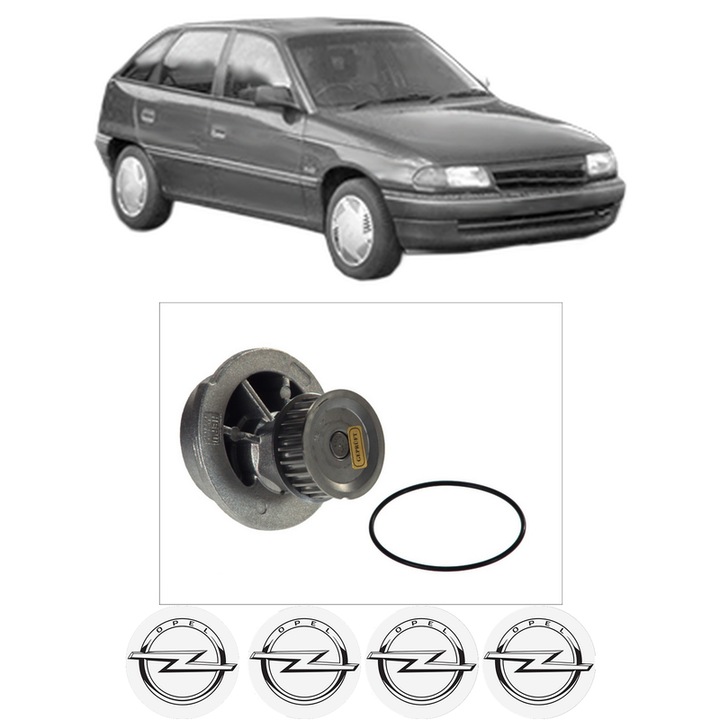 Pompa apa OPEL ASTRA F CLASSIC Hatchback (T92) 1.6 i 16V (F08, M08, F68, M68) din 1998-2002 KW 74 CP 101 CMC 1598, Auto, HEPU, 4x Stikere auto cu OPEL
