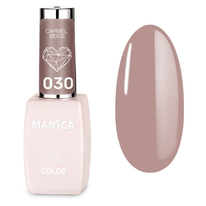 Oja hibrida Manica 10ml, 030, bej caramel, aplicare usoara, durabilitate 21 zile
