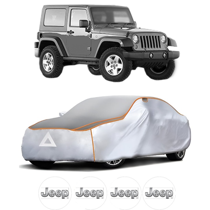 Husa Prelata Antigrindina Auto JEEP WRANGLER III (JK) din 2006-2015, Protectie auto contra intemperiilor la grindina, Waterproof, 4x Stickere auto JEEP