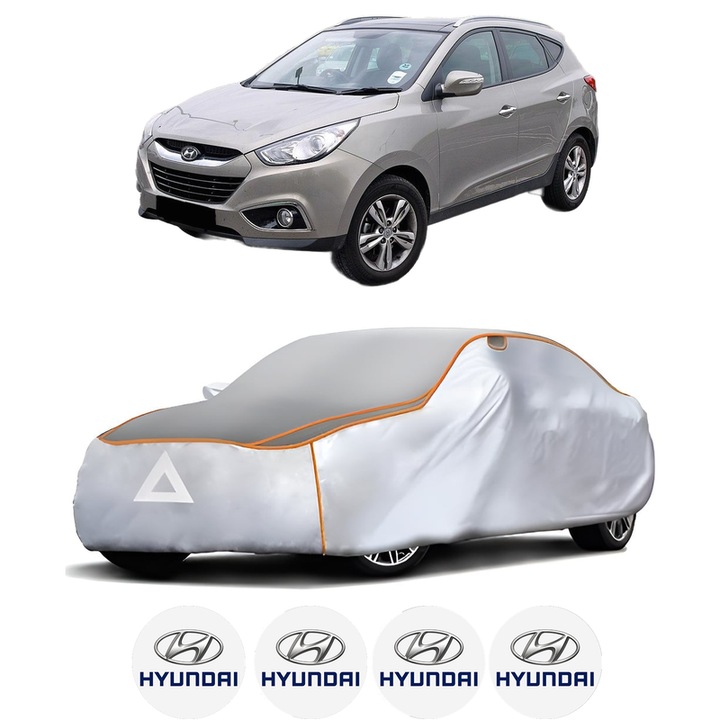 Husa Prelata Antigrindina Auto HYUNDAI ix35 (LM, EL, ELH) din 2009-2015, Protectie auto contra intemperiilor la grindina, Waterproof, 4x Stickere auto HYUNDAI