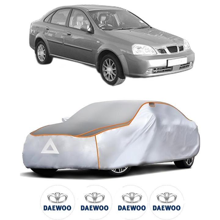 Husa Prelata Antigrindina Auto DAEWOO NUBIRA Saloon (J200) din 2003-2004, Protectie auto contra intemperiilor la grindina, Waterproof, 4x Stickere auto DAEWOO