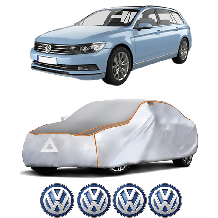 Husa Prelata Antigrindina Auto Volskwagen PASSAT B8 Variant (3G5, CB5) din 2014-2024, Protectie auto contra intemperiilor la grindina, Waterproof, 4x Stickere auto Volskwagen