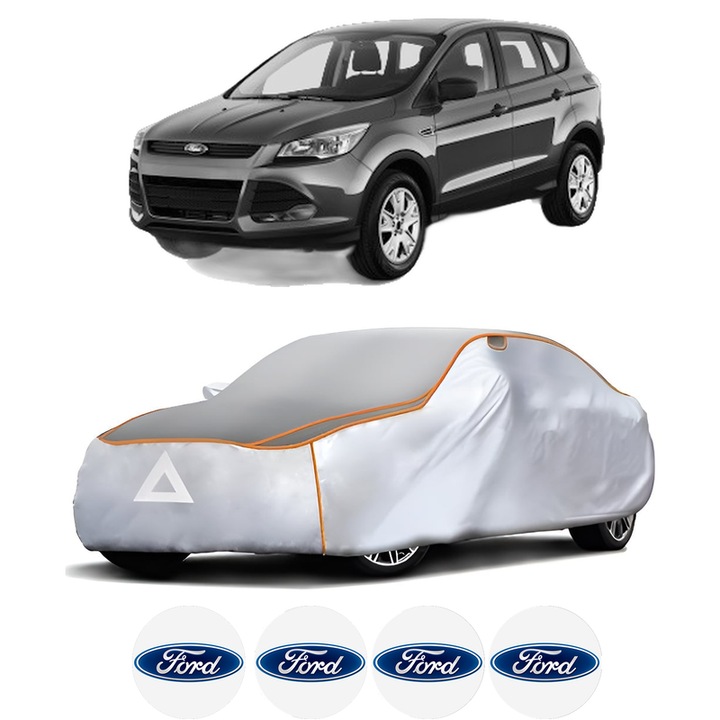Husa Prelata Antigrindina Auto FORD KUGA II VAN din 2014-2019, Protectie auto contra intemperiilor la grindina, Waterproof, 4x Stickere auto FORD