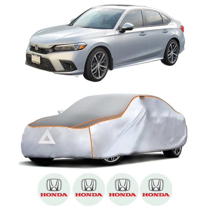 Husa Prelata Antigrindina Auto HONDA CIVIC XI Hatchback (FL) din 2022, Protectie auto contra intemperiilor la grindina, Waterproof, 4x Stickere auto HONDA