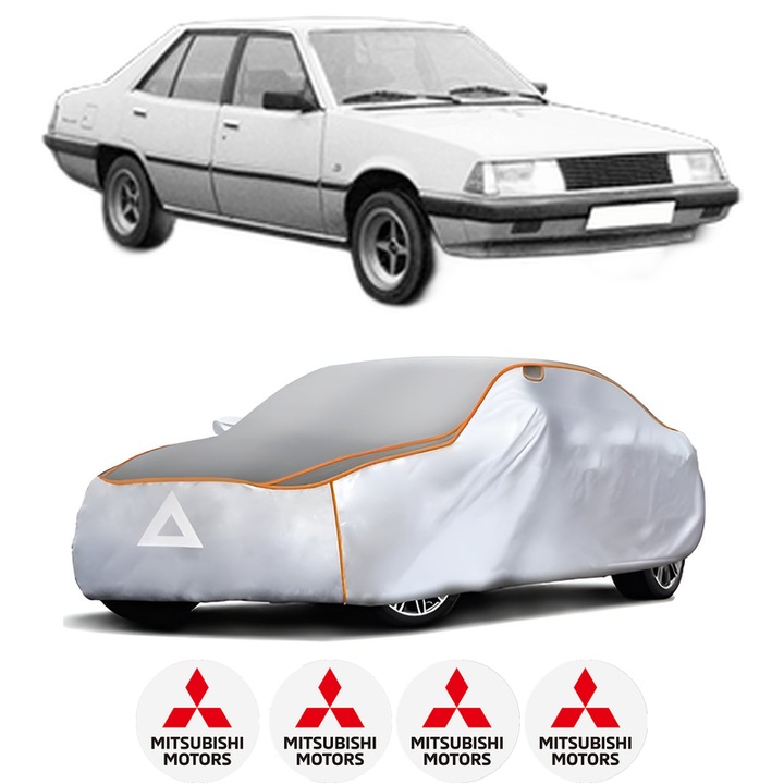 Husa Prelata Antigrindina Auto MITSUBISHI GALANT IV (A16_) din 1980-1984, Protectie auto contra intemperiilor la grindina, Waterproof, 4x Stickere auto MITSUBISHI