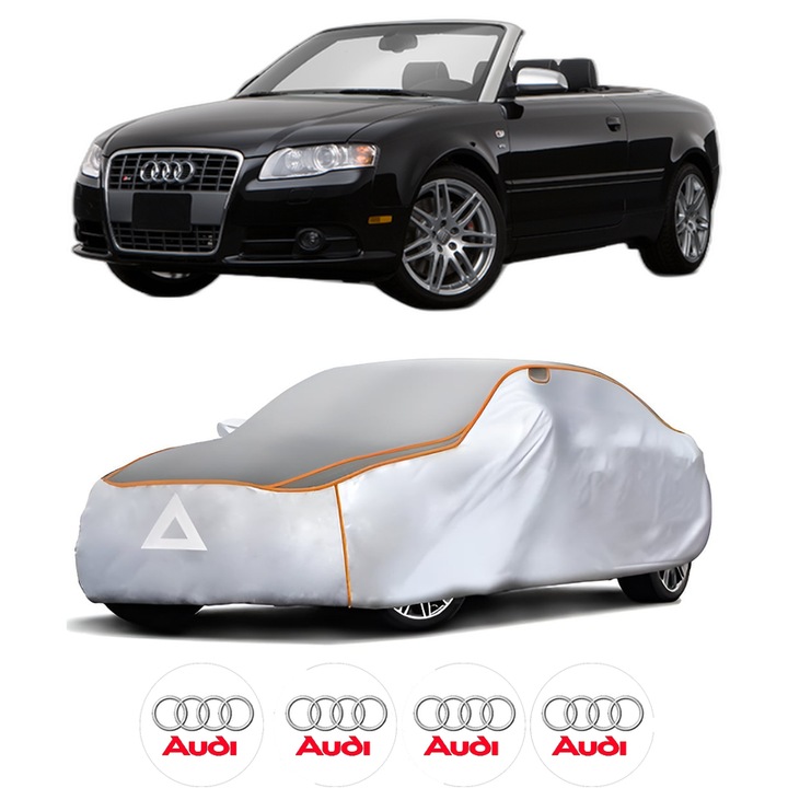 Husa Prelata Antigrindina Auto AUDI A4 B7 Convertible (8HE) din 2005-2009, Protectie auto contra intemperiilor la grindina, Waterproof, 4x Stickere auto AUDI