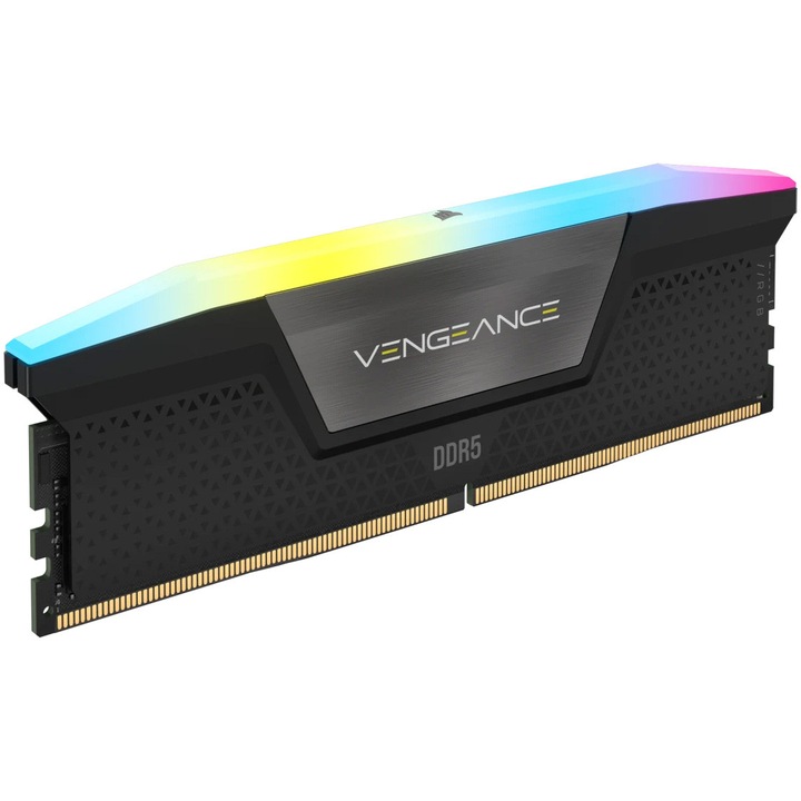 Памет Corsair Vengeance RGB, DDR5, 16GB, 5600MHz, C40, 1.25V, Intel XMP, Черен