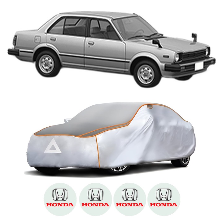 Husa Prelata Antigrindina Auto HONDA CIVIC I Saloon (SF) din 1979-1984, Protectie auto contra intemperiilor la grindina, Waterproof, 4x Stickere auto HONDA
