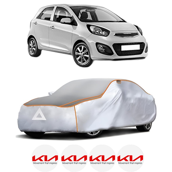 Husa Prelata Antigrindina Auto KIA PICANTO II (TA) din 2011-2017, Protectie auto contra intemperiilor la grindina, Waterproof, 4x Stickere auto KIA