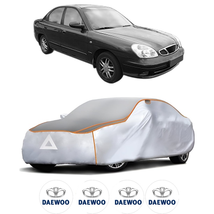 Husa Prelata Antigrindina Auto DAEWOO NUBIRA (J150) din 1999-2002, Protectie auto contra intemperiilor la grindina, Waterproof, 4x Stickere auto DAEWOO