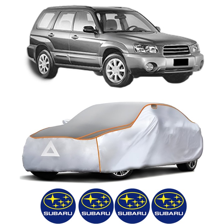 Husa Prelata Antigrindina Auto SUBARU FORESTER (SG_) din 2002-2008, Protectie auto contra intemperiilor la grindina, Waterproof, 4x Stickere auto SUBARU