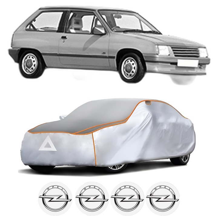 Husa Prelata Antigrindina Auto OPEL CORSA A TR (S83) din 1982-1993, Protectie auto contra intemperiilor la grindina, Waterproof, 4x Stickere auto OPEL