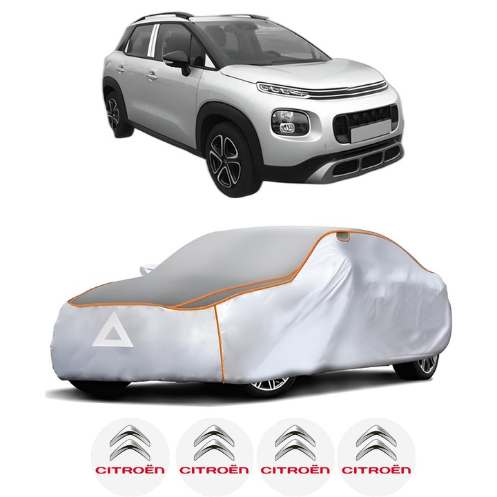 Husa Prelata Antigrindina Auto CITROEN C3 AIRCROSS II (2R_, 2C_) din 2017-2020, Protectie auto contra intemperiilor la grindina, Waterproof, 4x Stickere auto CITROEN