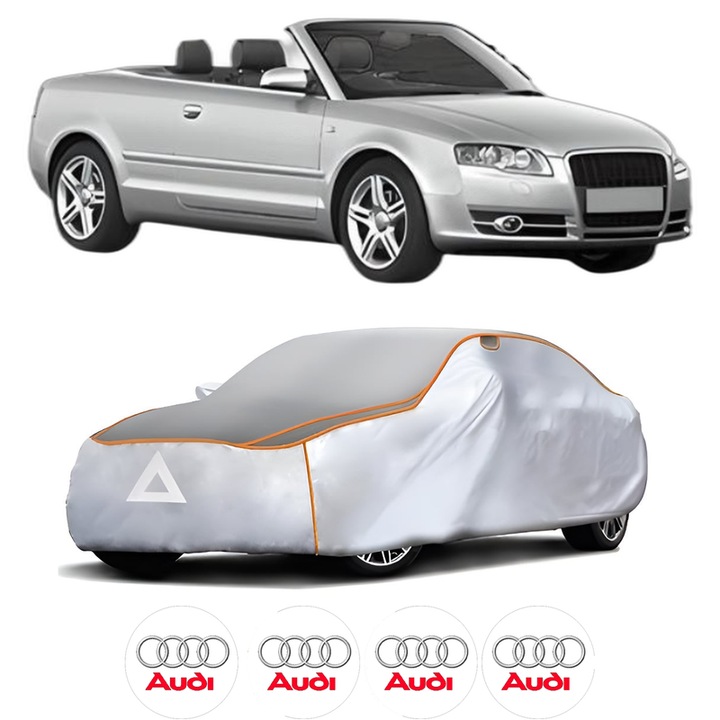 Husa Prelata Antigrindina Auto AUDI A4 B6 Convertible (8H7) din 2002-2005, Protectie auto contra intemperiilor la grindina, Waterproof, 4x Stickere auto AUDI